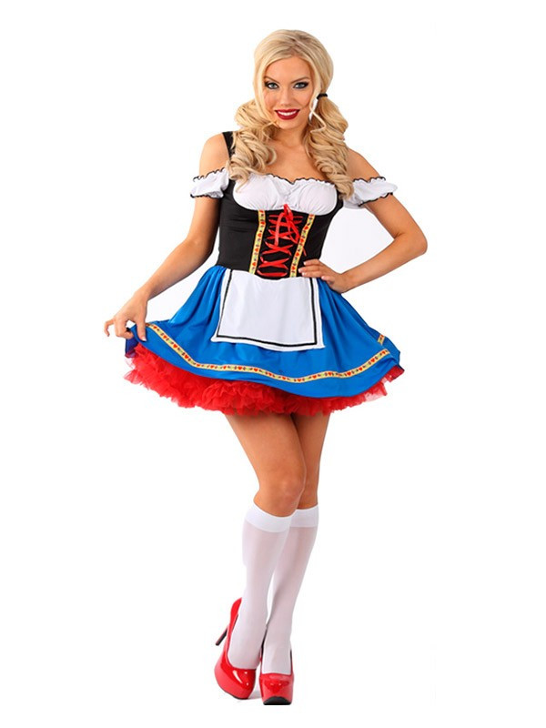 Disfraz de tirolesa sexy para mujer azul