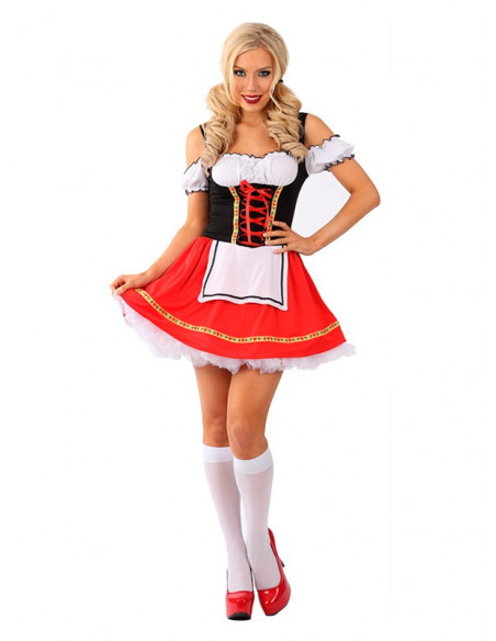 Disfraz de tirolesa sexy para mujer roja