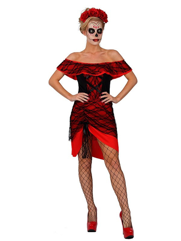 Disfraz Día de los Muertos para mujer sin velo