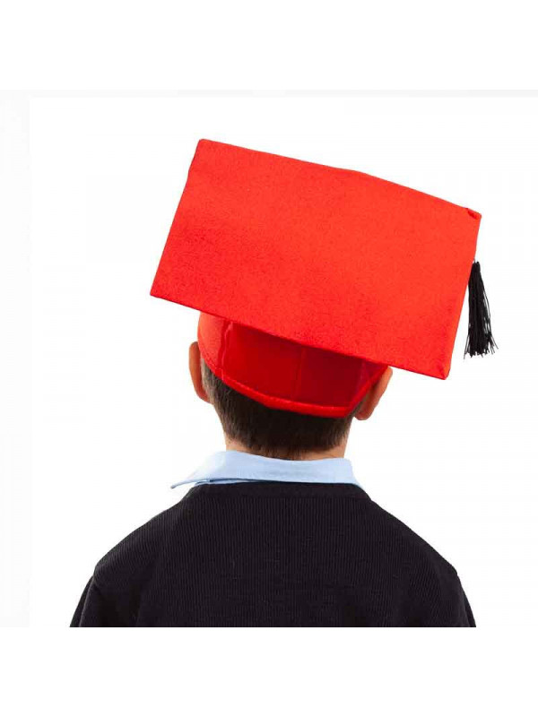 Birrete graduado infantil rojo