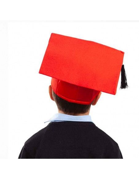 Birrete graduado infantil rojo