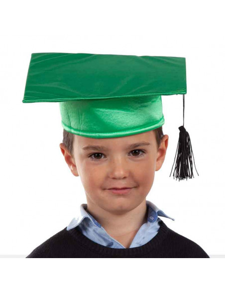 Birrete graduado infantil verde