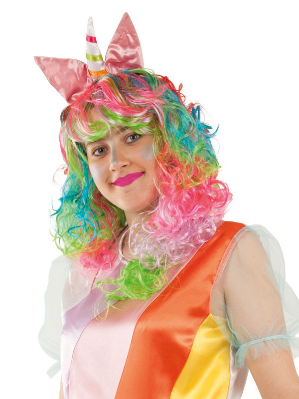 Peluca unicornio multicolor mujer