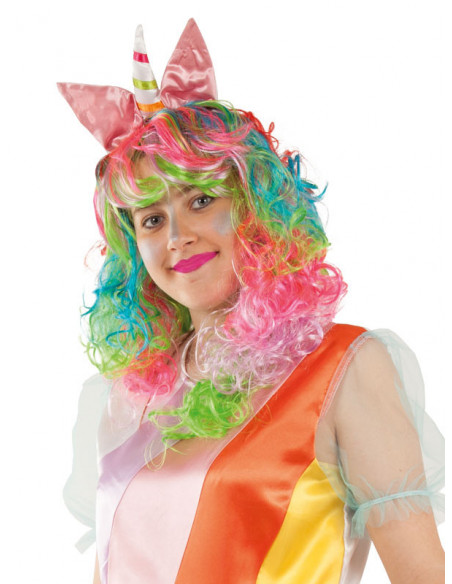 Peluca unicornio multicolor mujer