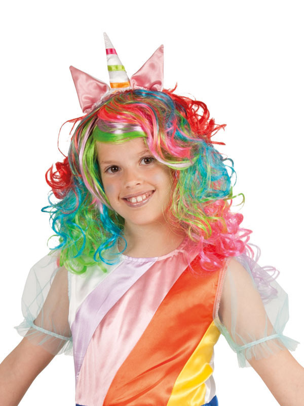 Peluca unicornio multicolor niña