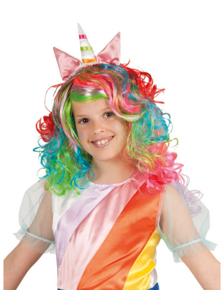 Peluca unicornio multicolor niña