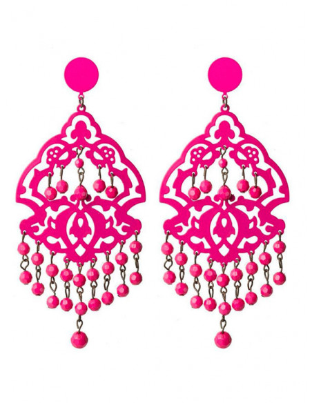 Pendiente flamenca fucsia