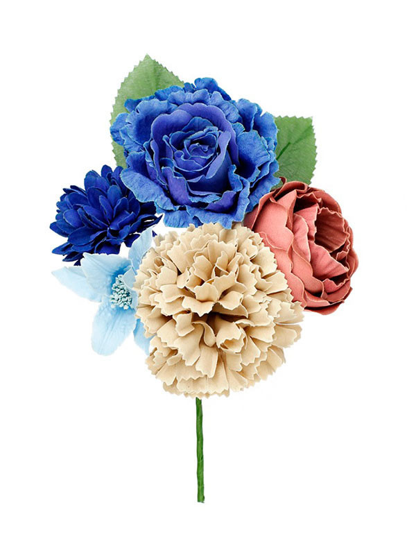 Ramillete flores flamenca azul