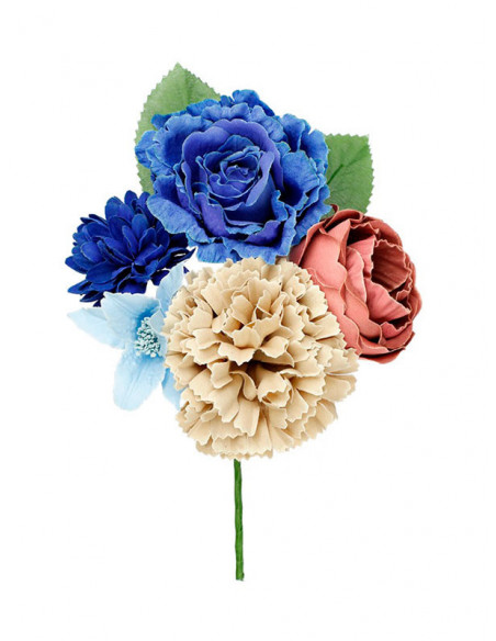 Ramillete flores flamenca azul