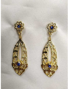 Pendientes regionales dorados 15790 azules