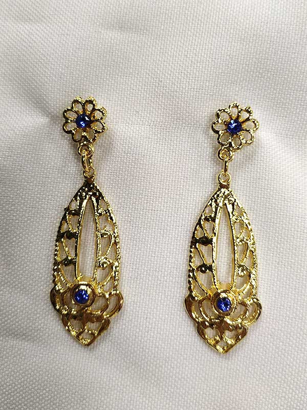 Pendientes regionales dorados 15790 azules