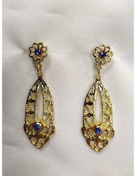 Pendientes regionales dorados 15790 azules