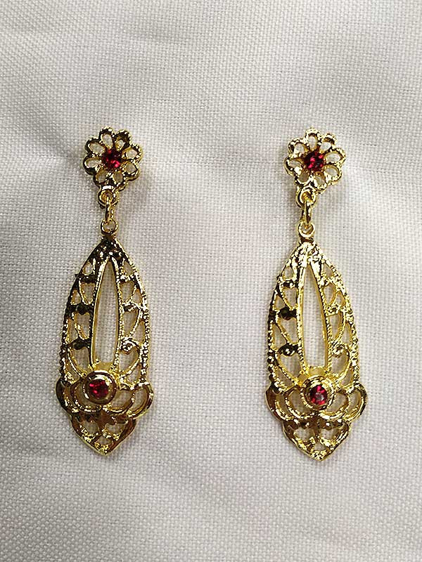 Pendientes regionales dorados 15790 rojos