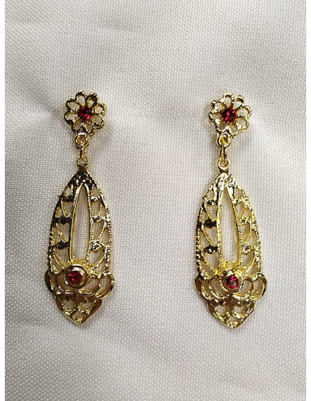 Pendientes regionales dorados 15790 rojos
