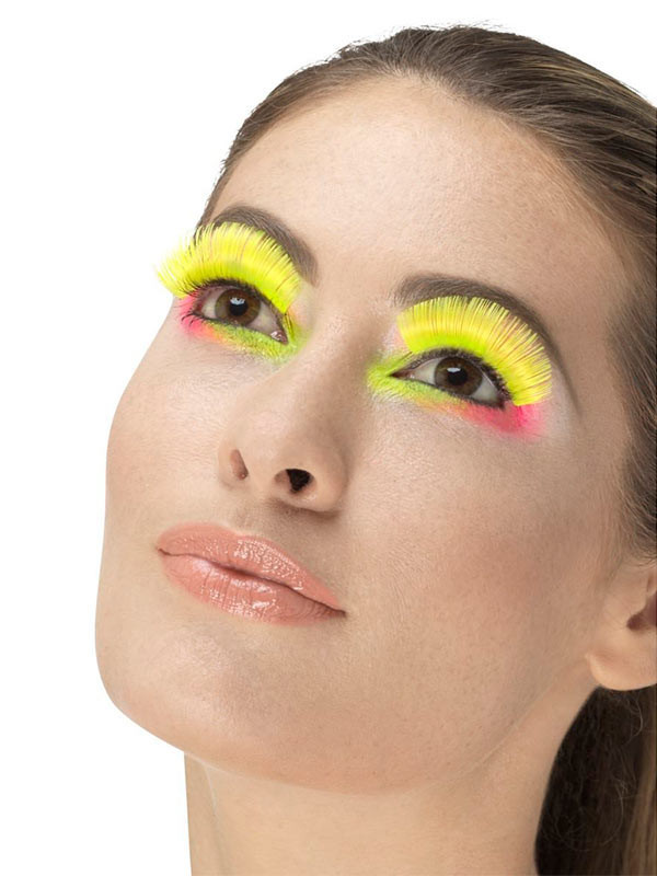 Pestañas neón años 80 amarillo