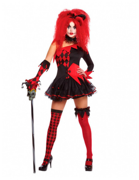 Disfraz Arlequina Jesterina mujer