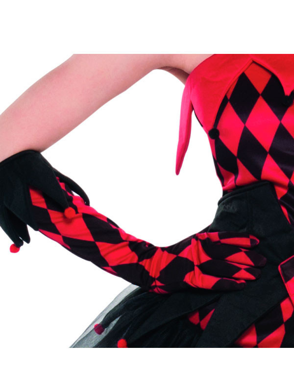 Disfraz Arlequina Jesterina mujer guantes