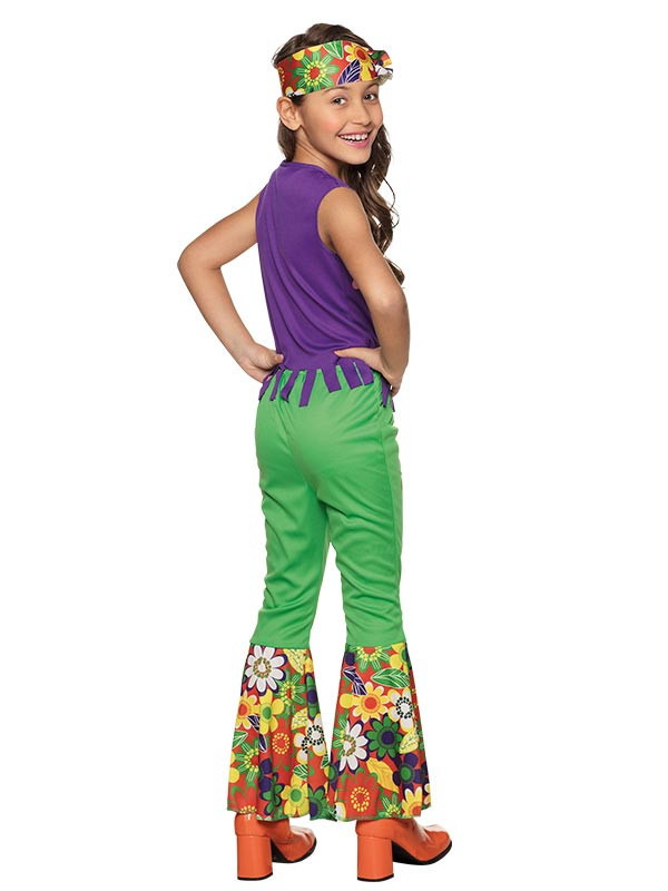 Disfraz hippie flores para niña espalda