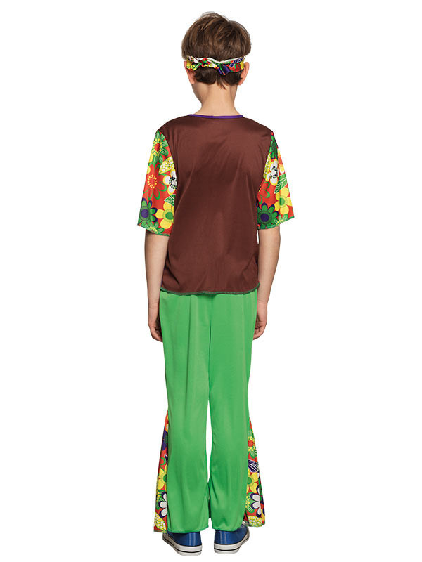 Disfraz hippie flores para niño espalda