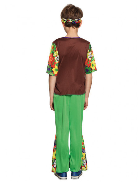 Disfraz hippie flores para niño espalda