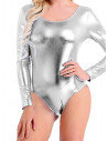Body metalizado para mujer plateado