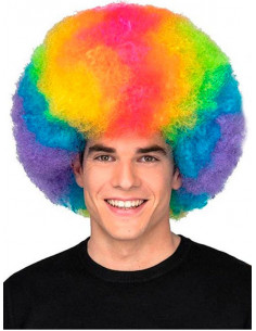 Peluca multicolor afro Unisex 2