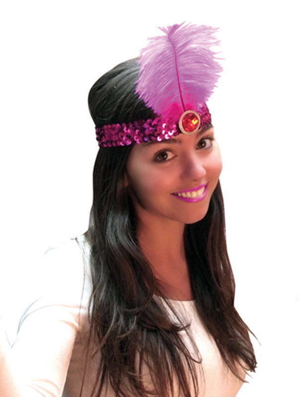 Cinta de lentejuelas y pluma charleston