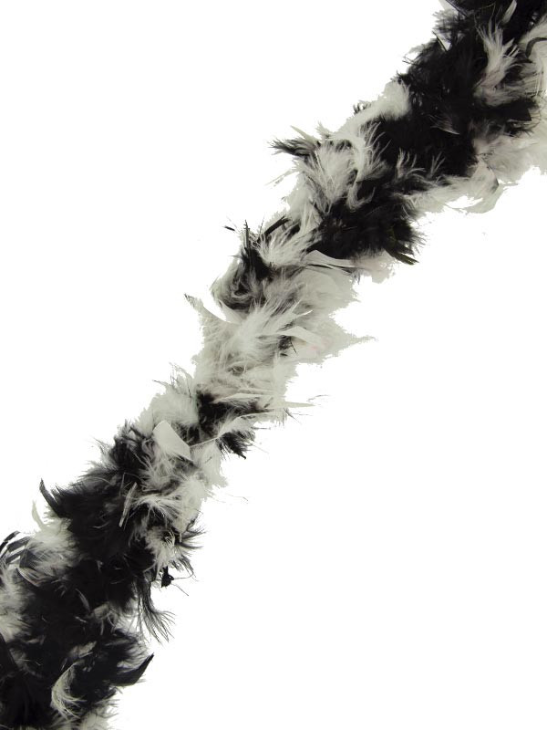 Boa de plumas blanca y negra
