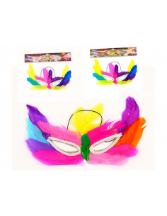 Antifaz de plumas multicolor
