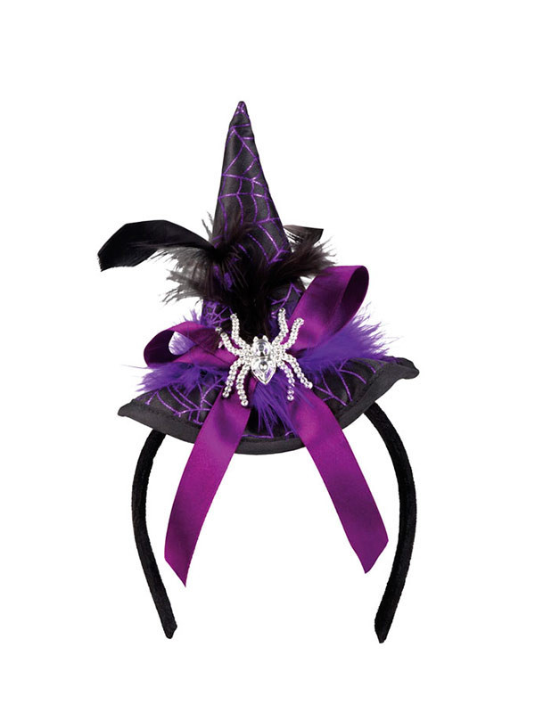 Mini sombrero de bruja morado detalle