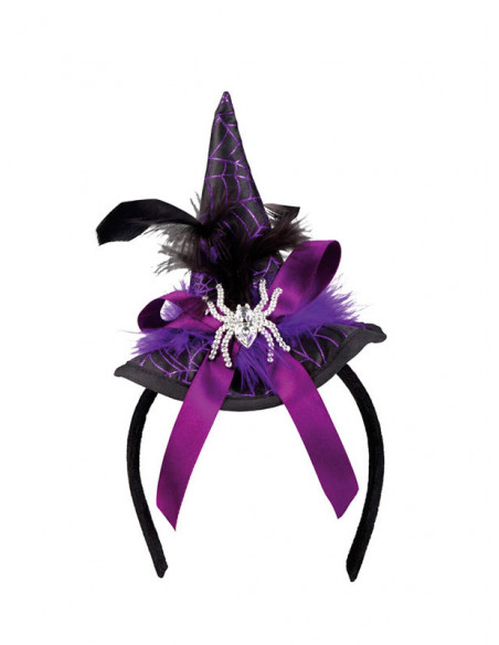 Mini sombrero de bruja morado detalle