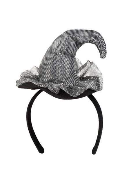 Mini sombrero bruja gris detalle