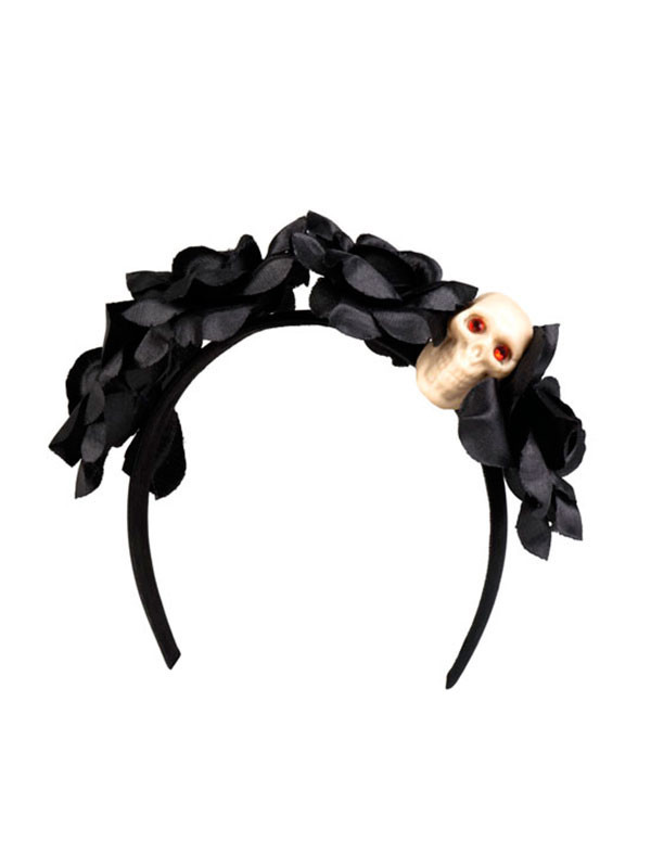 Diadema Catrina flores negras detalle