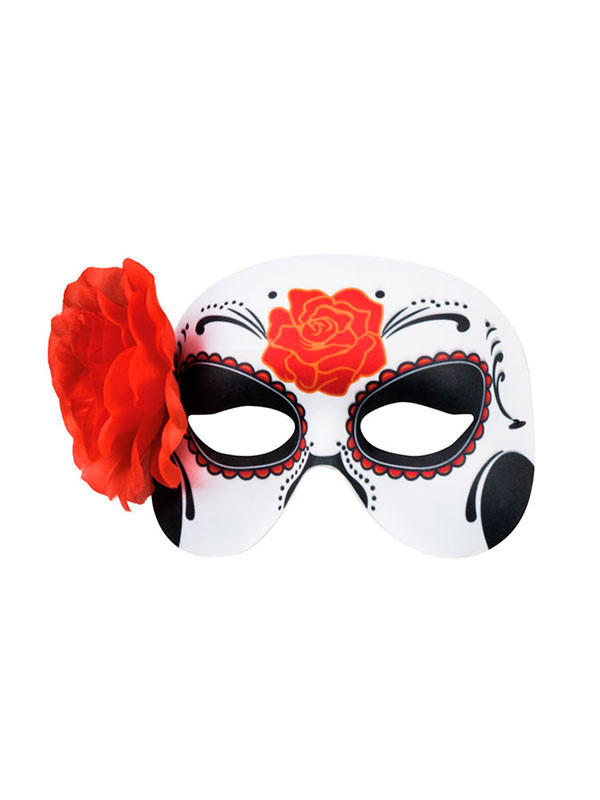 Antifaz Catrina con flor roja