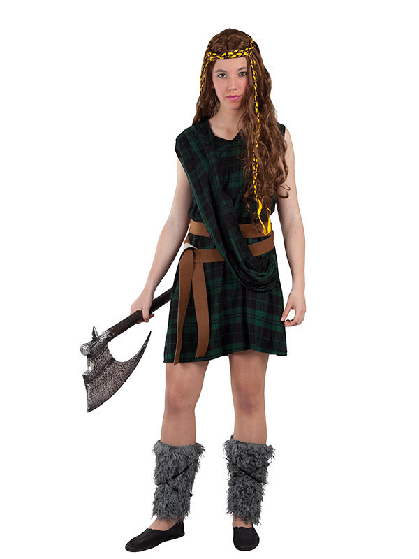 Disfraz de escocesa verde para mujer