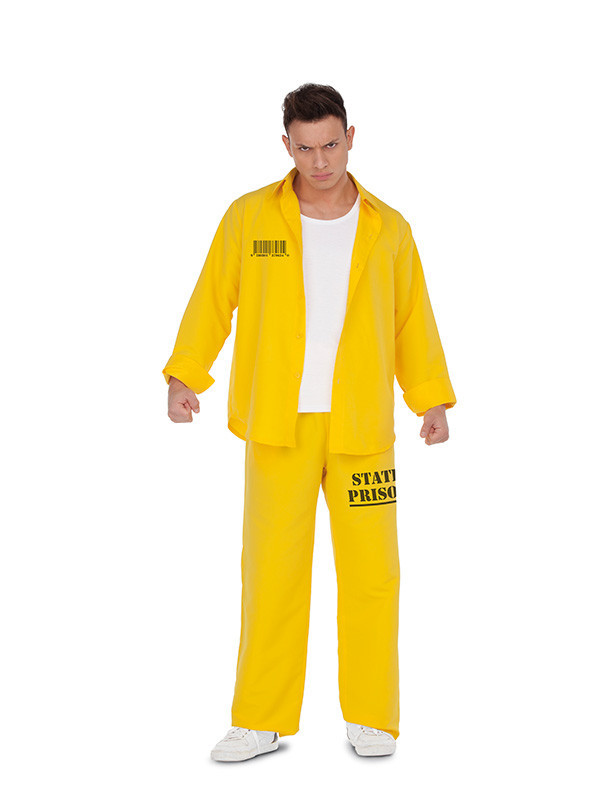 Disfraz de preso amarillo para hombre