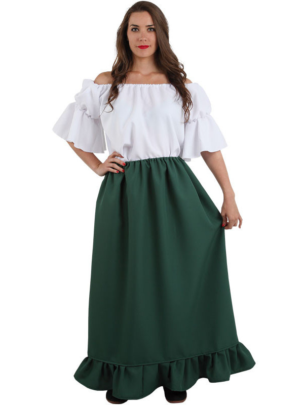 Falda medieval verde oscura 01