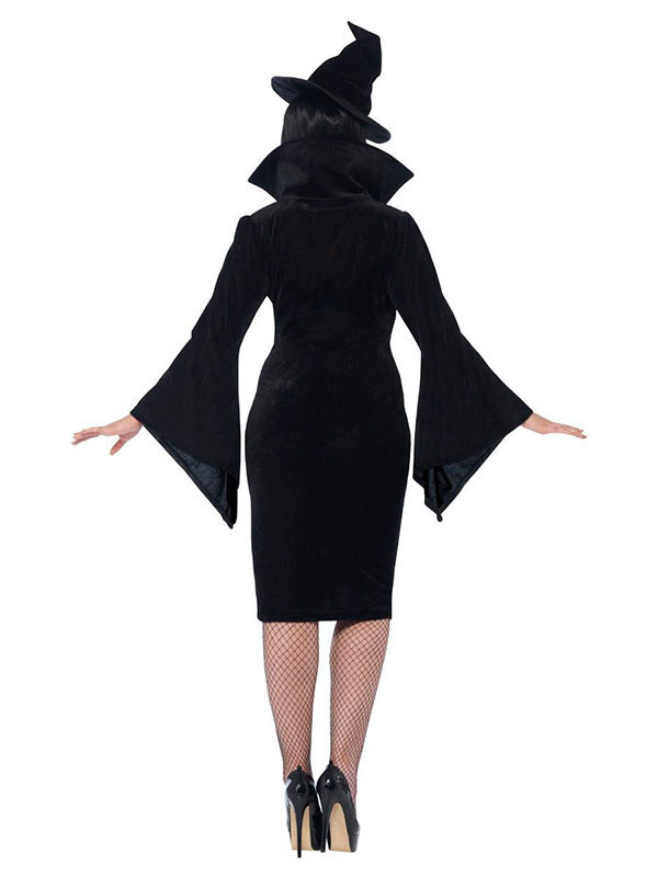 Disfraz de bruja con curvas espalda