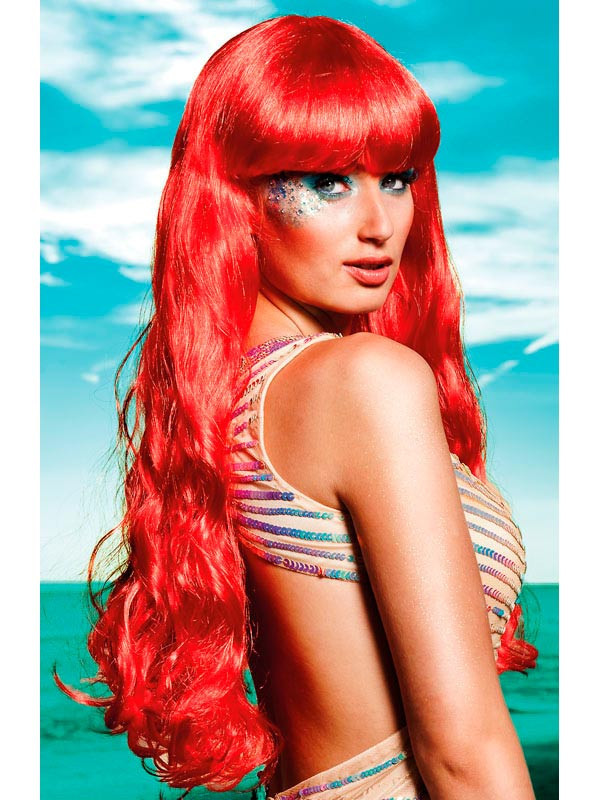 Peluca sirena roja mujer