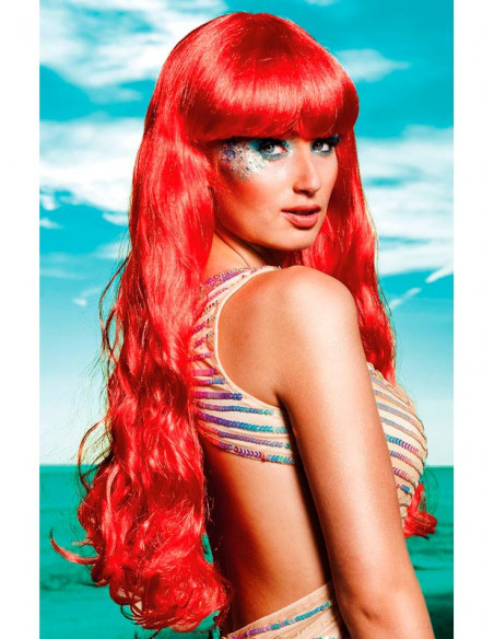 Peluca sirena roja mujer
