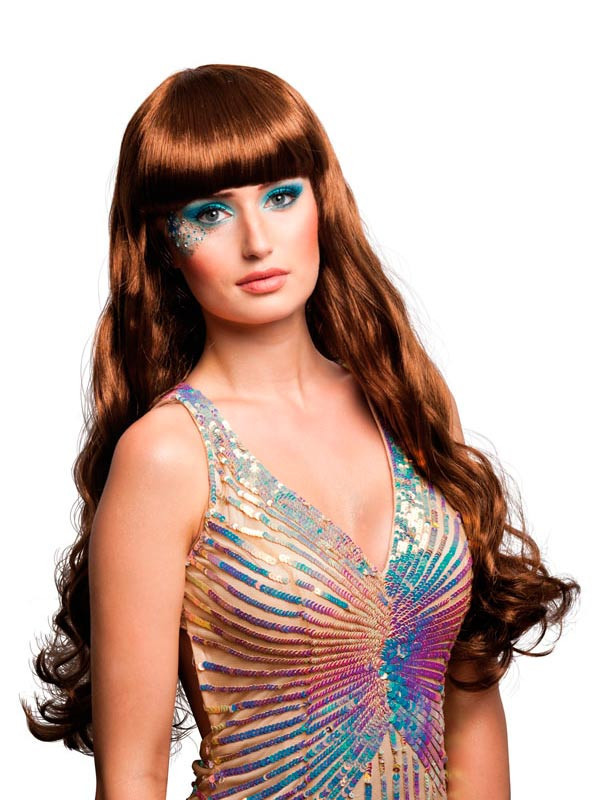 Peluca sirena castaño