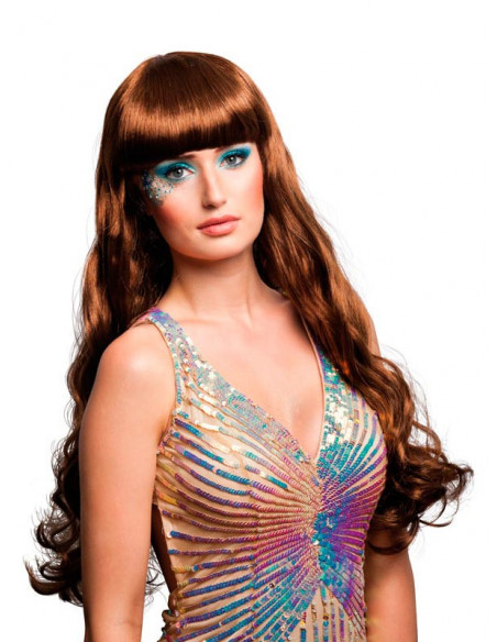 Peluca sirena castaño