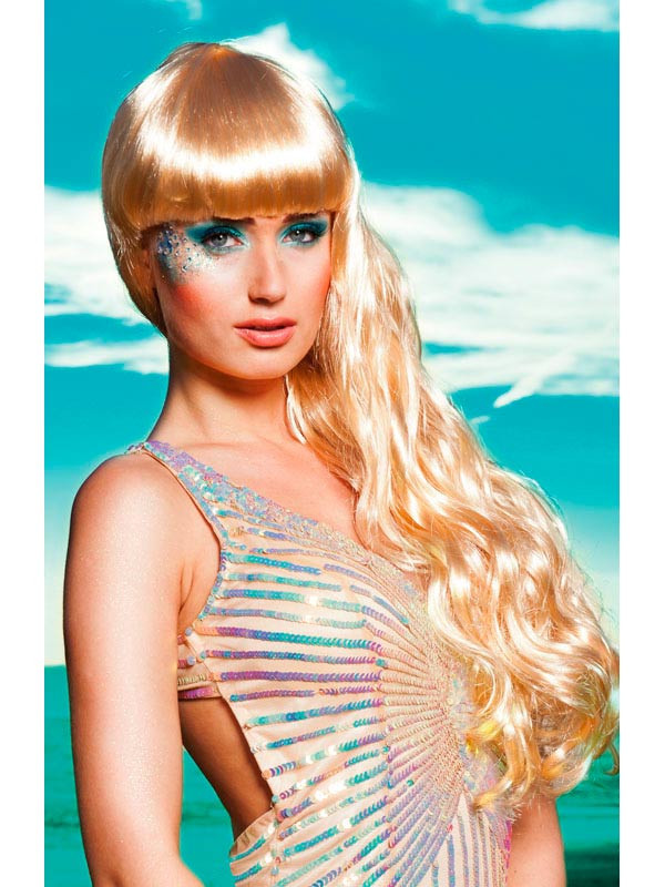 Peluca sirena rubia para mujer