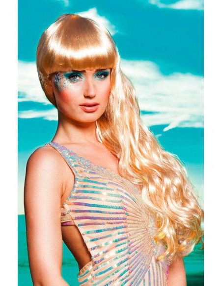 Peluca sirena rubia para mujer