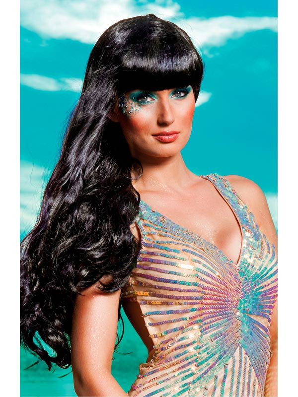 Peluca sirena negra mujer