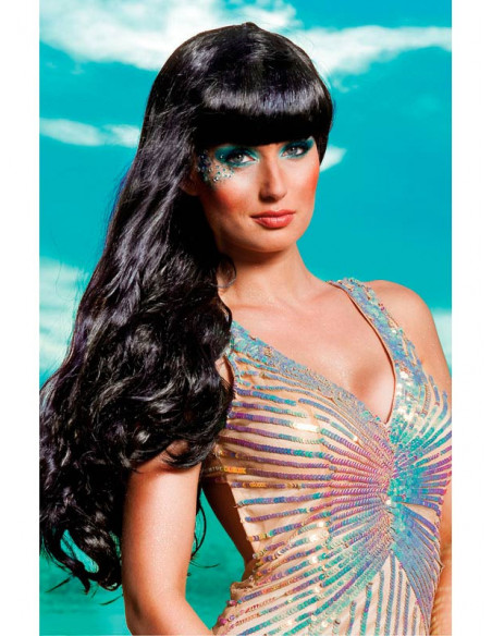 Peluca sirena negra mujer