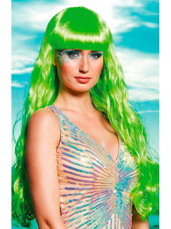 Peluca sirena verde para mujer