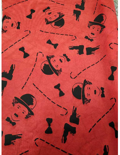 Tela satín estampado Chaplin negro 2