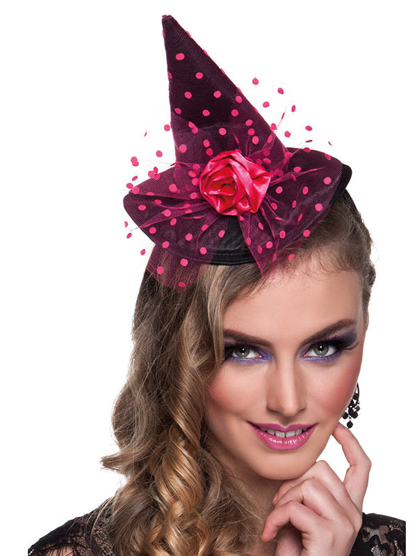 Mini sombrero de bruja rosa