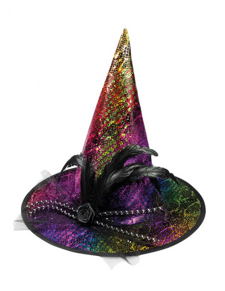 Sombrero de bruja irisado deluxe
